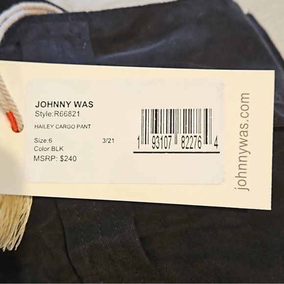 NWT - Johnny Was - HAILEY CARGO PANTS - Tie Belt in size 8 black - Picture 12 of 12